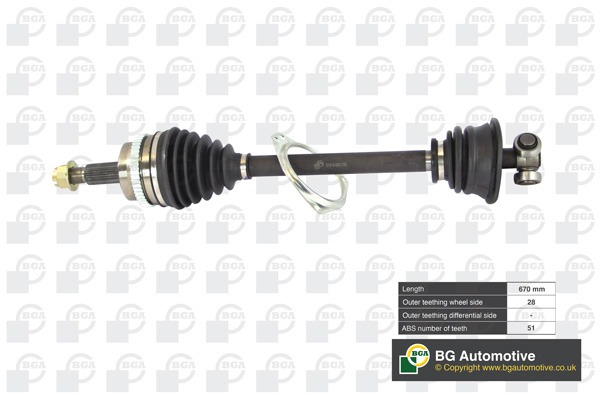Піввісь OPEL/VAUXHALL MOVANO 2006-2010 BGA (DS9510LA) BGA фото 2