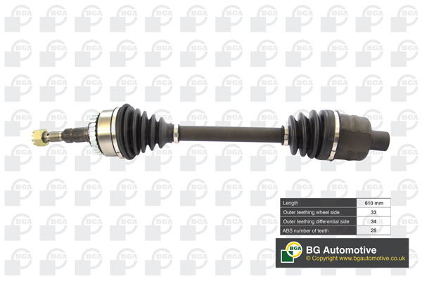 Піввісь OPEL / VAUXHALL COMBO 2004-2012, CORSA 2003-2005, MERIVA 2006-201 BGA (DS9527R) BGA фото 2