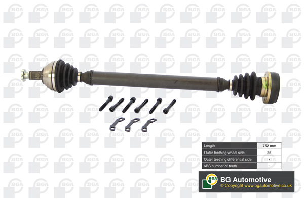 Піввісь VOLKSWAGEN POLO 2007-2010, POLO DUNE 2006-2010 BGA (DS9627R) BGA фото 2
