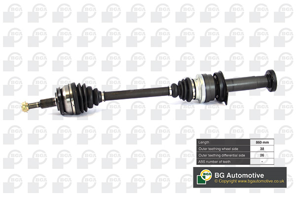 Піввісь VOLKSWAGEN CARAVELLE 2009-2010, TRANSPORTER 2003-2010 BGA (DS9639R) BGA фото 2
