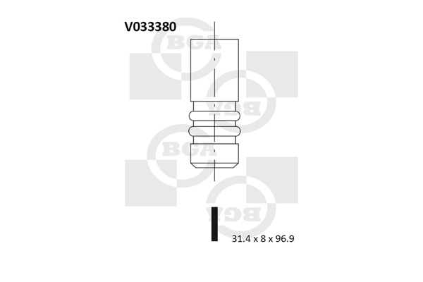 Клапан двигуна EX VAG AAT/BBE 31.4X8X96.9 BGA (V033380) BGA фото 2