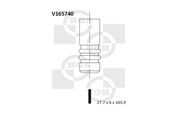 Клапан двигуна IN RENAULT M9R 27.7X6X103.9 BGA (V165740) BGA фото 2