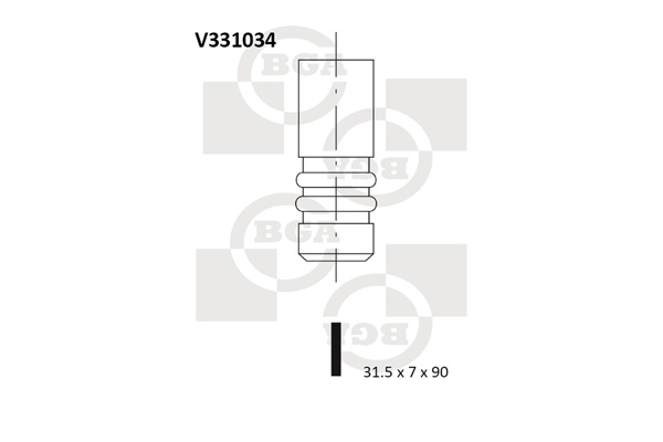 Клапан двигуна EX VAG ASZ/BLT 31.5X7X90 BGA (V331034) BGA фото 2