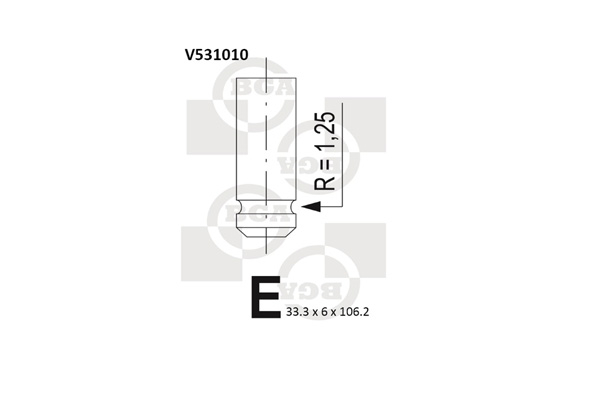Клапан двигуна IN PSA RFN(EW10J4) 33.3X6X106.2 BGA (V531010) BGA фото 2