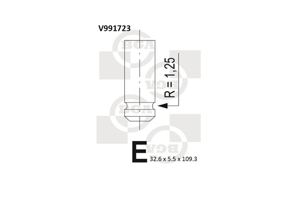 Клапан двигуна IN RENAULT K4J/K4M 32.7X5.5X109.3 BGA (V991723) BGA фото 2