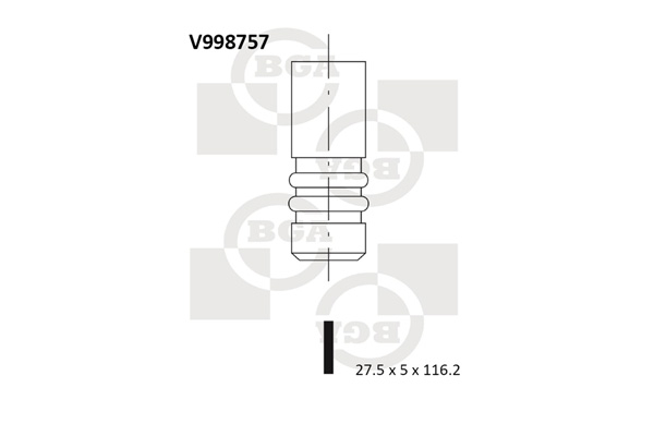 Клапан двигуна EX OPEL Z16XER 27.5X5X116.2 BGA (V998757) BGA фото 2