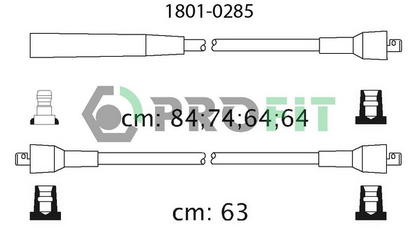 Комплект кабелів високовольтних FORD TRANSIT ФУРГОН (T_ _) 2.0 1985.09-1992.09 PROFIT (1801-0285) Profit фото 2
