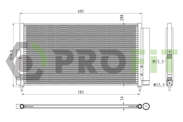 Конденсер кондиціонера FIAT DOBLO 01-. IDEA 02-. PUNTO 99- PROFIT (1770-0184) Profit фото 2