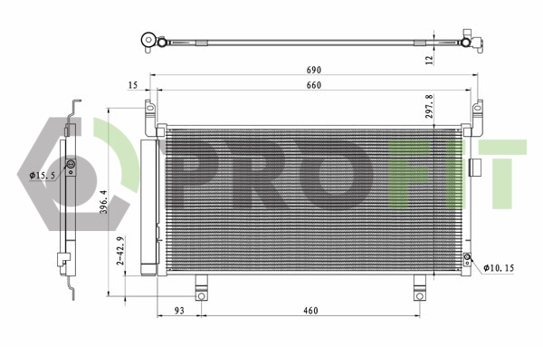 Конденсер кондиціонера SUBARU FORESTER 13- PROFIT (1770-0262) Profit фото 2