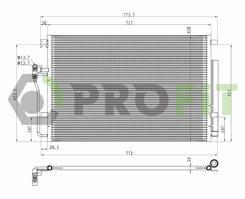 Конденсер кондиціонера MERCEDES SPRINTER 06-. VW CRAFTER 06- PROFIT (1770-0312) Profit фото 2