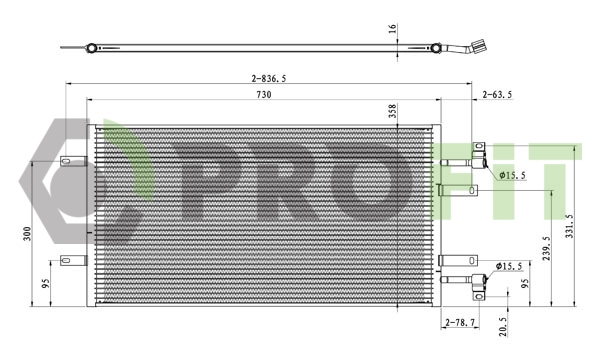 Конденсер кондиціонера OPEL VIVARO 06-. RENAULT TRAFIC 06- PROFIT (1770-0384) Profit фото 2