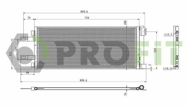 Конденсер кондиціонера CITROEN JUMPER 06-. PEUGEOT BOXER 06-. FIAT DUCATO 06- PROFIT (1770-0554) Profit фото 2