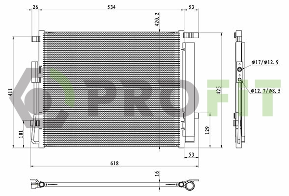 Конденсер кондиціонера HYUNDAI SANTA FE 12-18 PROFIT (1770-0579) Profit фото 2