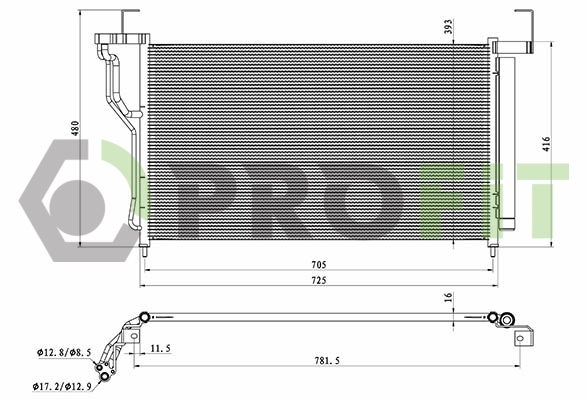 Конденсер кондиціонера HYUNDAI H-1 08- PROFIT (1770-0580) Profit фото 2