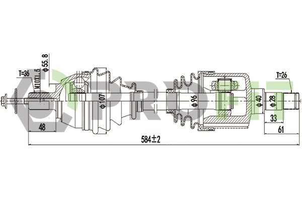 Піввісь VOLVO C30 10-12. S40 10-12. V50 10-12 ЛІВ. PROFIT (2730-1383) Profit фото 2